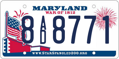 MD license plate 8AD8771