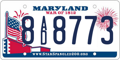 MD license plate 8AD8773