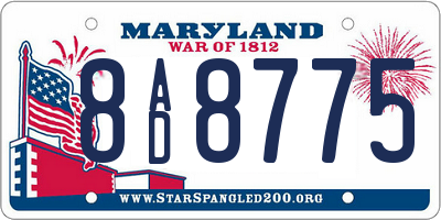 MD license plate 8AD8775