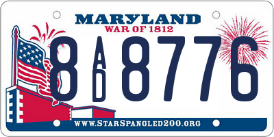 MD license plate 8AD8776