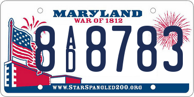 MD license plate 8AD8783