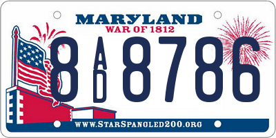 MD license plate 8AD8786