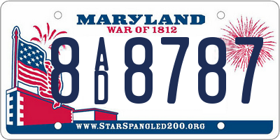 MD license plate 8AD8787