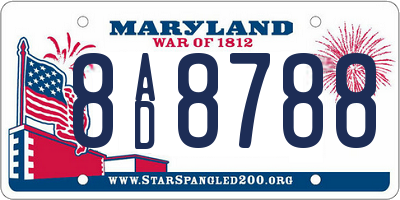 MD license plate 8AD8788