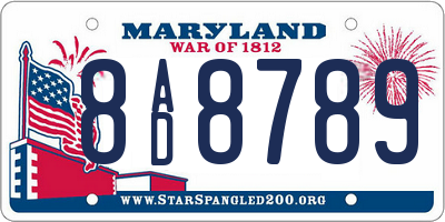 MD license plate 8AD8789