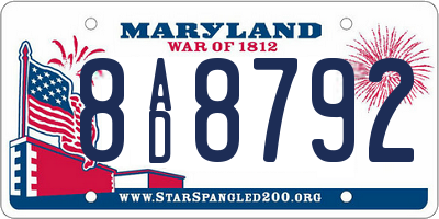 MD license plate 8AD8792