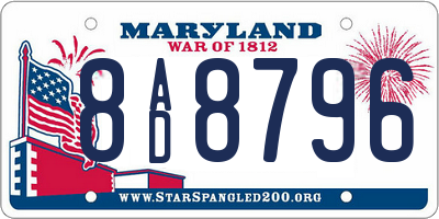 MD license plate 8AD8796