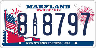MD license plate 8AD8797