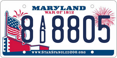 MD license plate 8AD8805