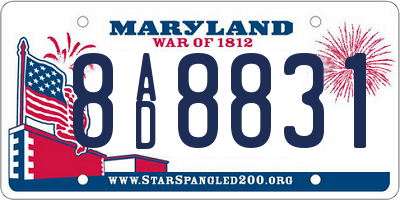 MD license plate 8AD8831