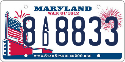 MD license plate 8AD8833