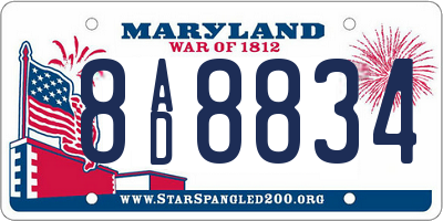 MD license plate 8AD8834