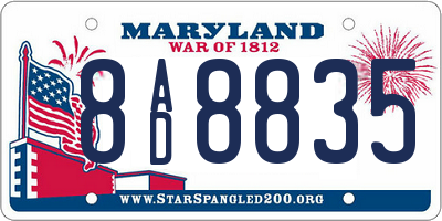 MD license plate 8AD8835