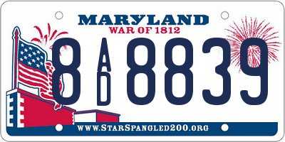 MD license plate 8AD8839