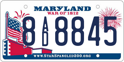 MD license plate 8AD8845