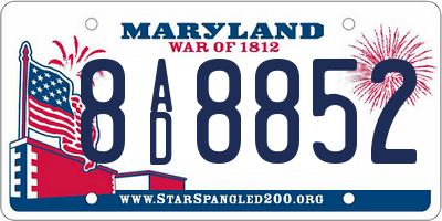 MD license plate 8AD8852