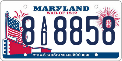 MD license plate 8AD8858