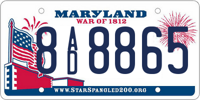 MD license plate 8AD8865