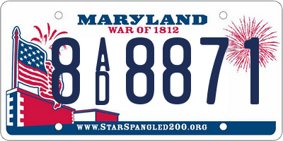 MD license plate 8AD8871
