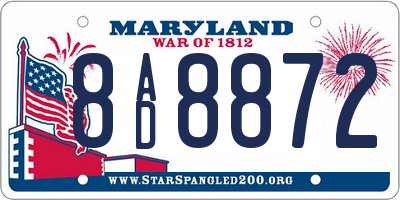 MD license plate 8AD8872