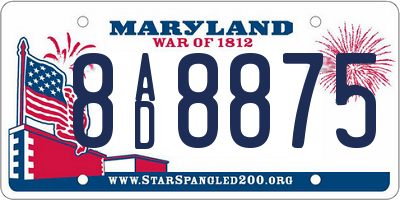 MD license plate 8AD8875