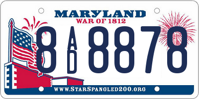 MD license plate 8AD8878
