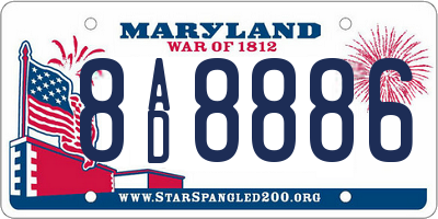 MD license plate 8AD8886
