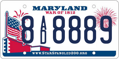 MD license plate 8AD8889