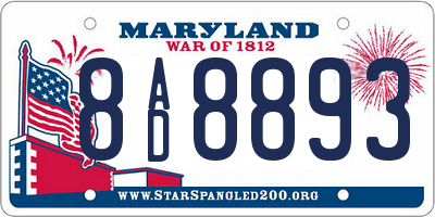 MD license plate 8AD8893