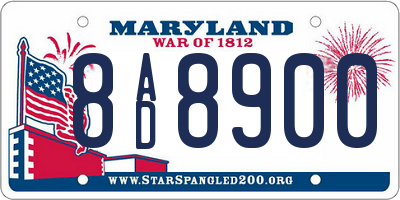 MD license plate 8AD8900