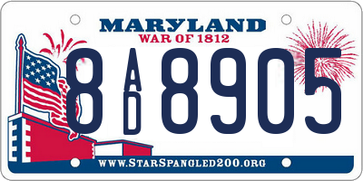 MD license plate 8AD8905