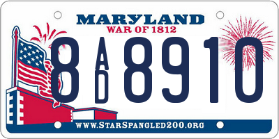 MD license plate 8AD8910