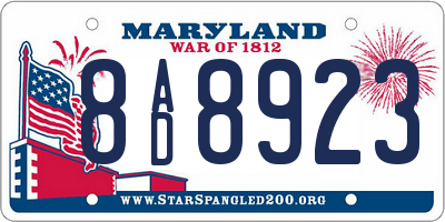 MD license plate 8AD8923