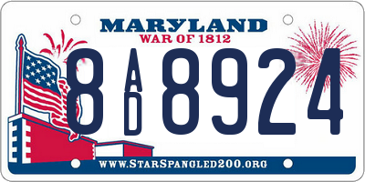 MD license plate 8AD8924