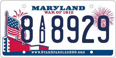 MD license plate 8AD8929