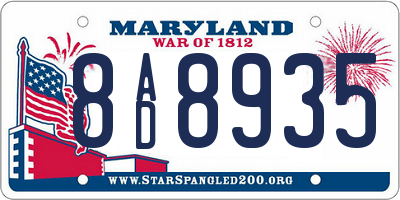 MD license plate 8AD8935