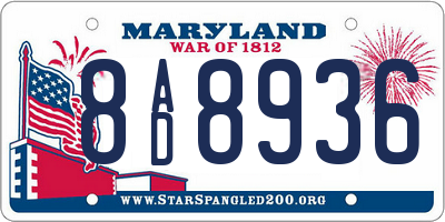 MD license plate 8AD8936