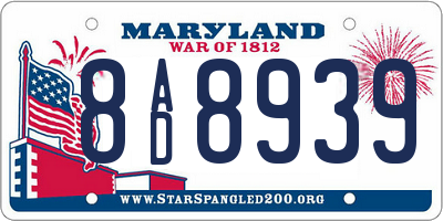MD license plate 8AD8939