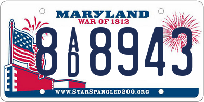 MD license plate 8AD8943