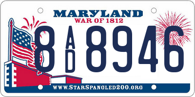 MD license plate 8AD8946