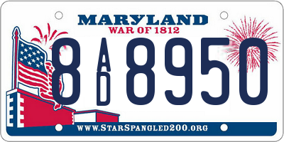 MD license plate 8AD8950