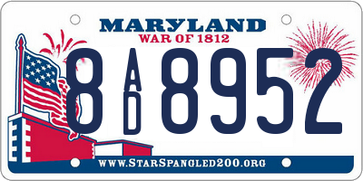 MD license plate 8AD8952