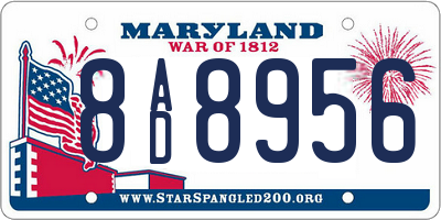 MD license plate 8AD8956