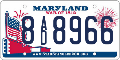 MD license plate 8AD8966