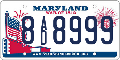 MD license plate 8AD8999