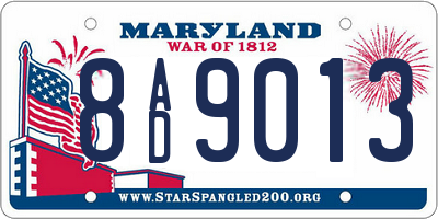 MD license plate 8AD9013