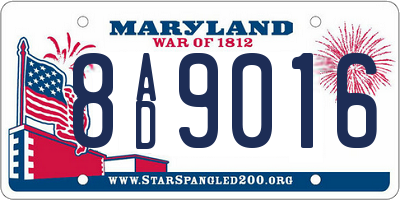 MD license plate 8AD9016