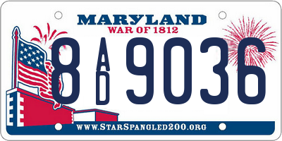 MD license plate 8AD9036
