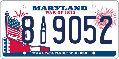 MD license plate 8AD9052