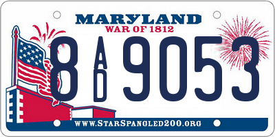 MD license plate 8AD9053